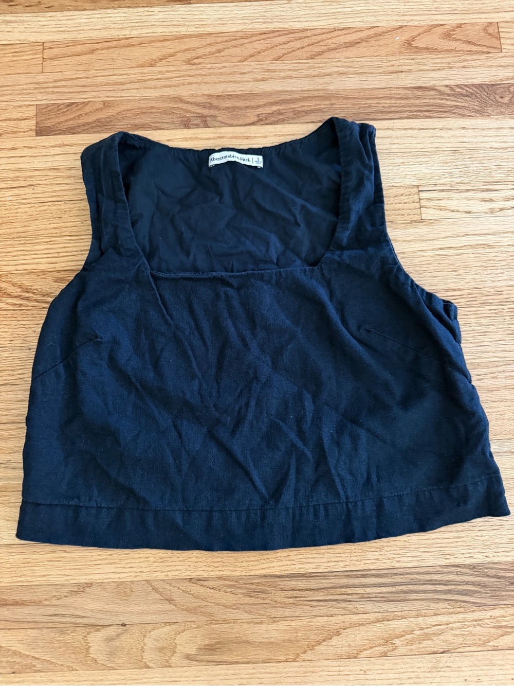 Abercrombie & Fitch Black Linen Blend Cropped Tank Top Size Small